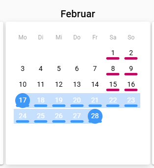 Urlaub Bereich auswählen