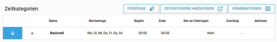 Zeitkategorien verwalten