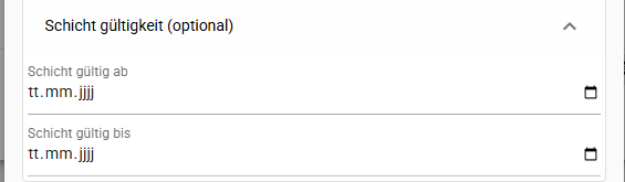 Gültigkeit der Schicht