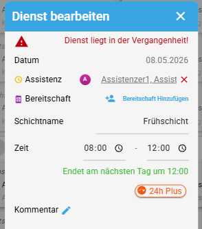 Dienst über 24 Stunden
