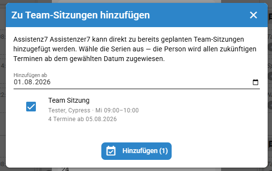 Assistenz zu Serien hinzufĂĽgen