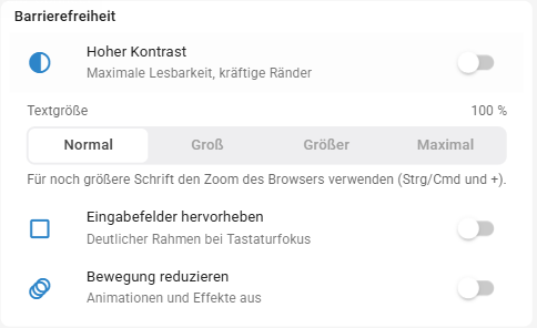 Barrierefreiheitseinstellungen