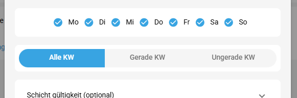 Schicht KW-Abhängigkeit