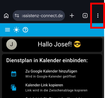 Chrome-Menü öffnen