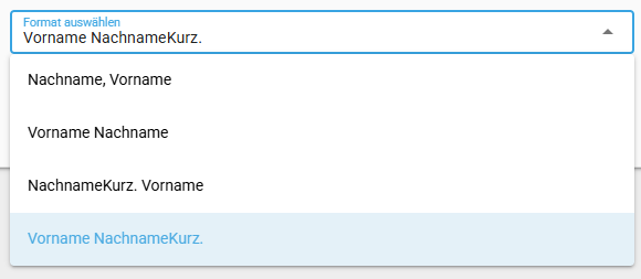 Namensformat auswählen