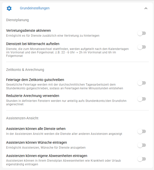 Grundeinstellungen