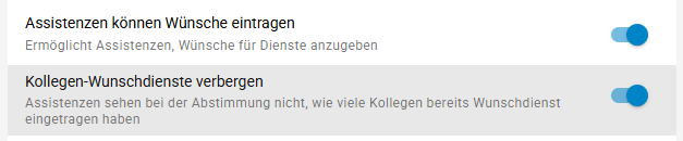 Kollegen-Wunschdienste verbergen