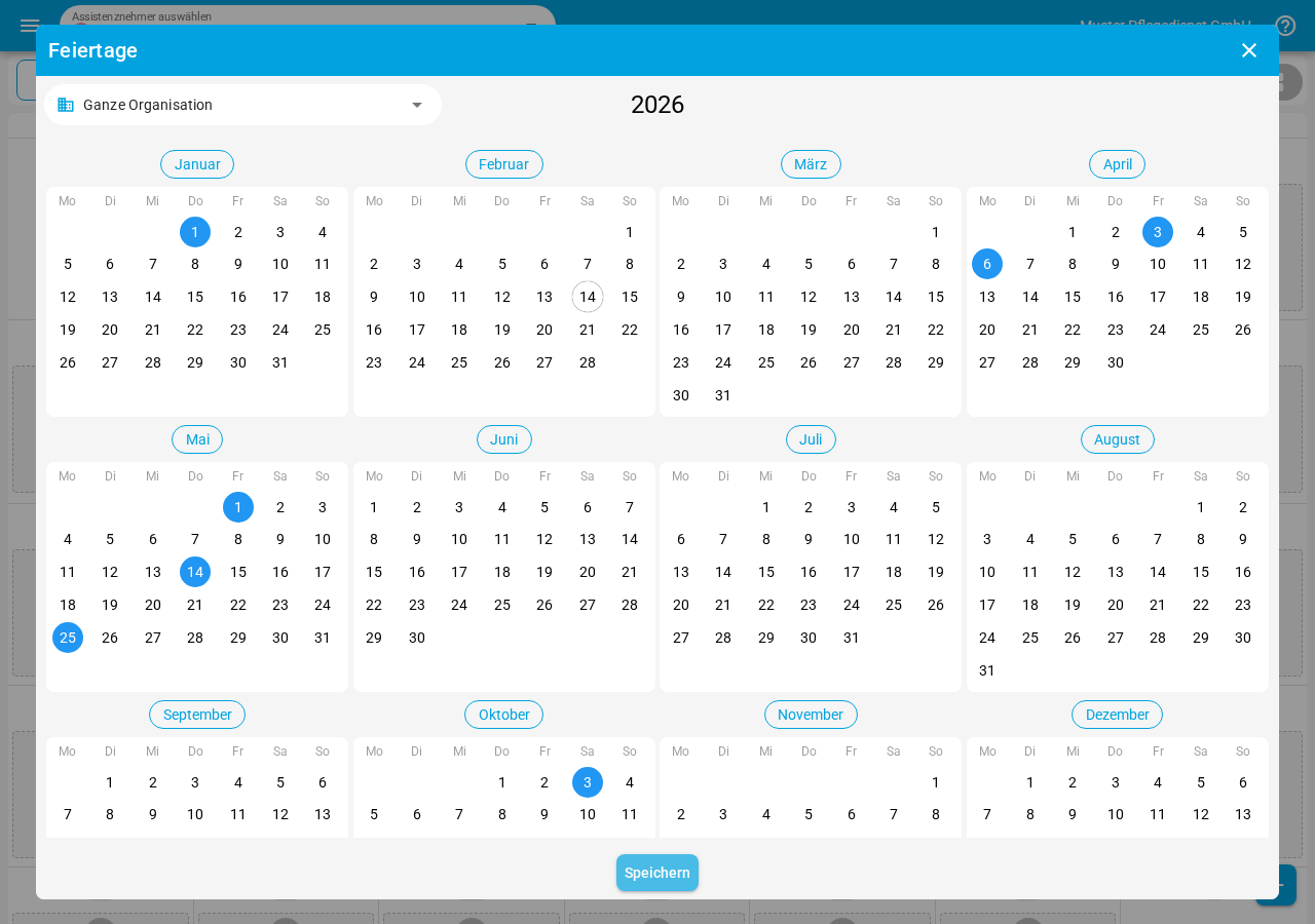 Feiertage Einstellungen