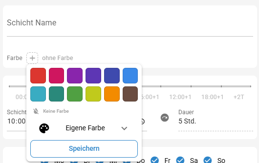 Farbauswahl mit Farbfeldern