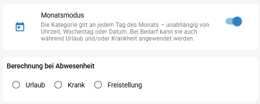 Monatsmodus an