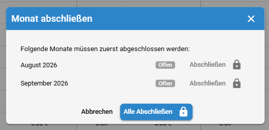 Frühere offene Monate