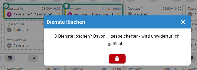 Ausgewählte Dienste löschen