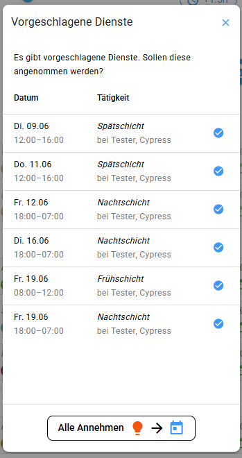 Dialog Vorgeschlagene Dienste