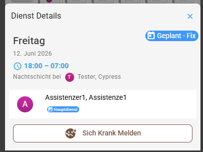 Dialog Dienst Details