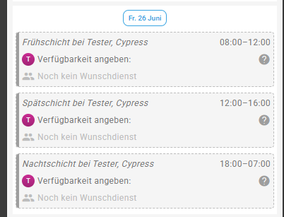 Schichten in der Monatsansicht