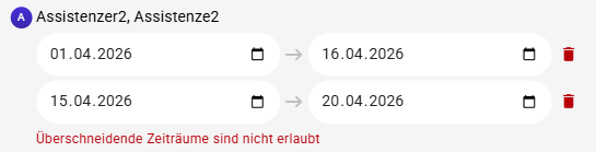 Zeitraum hinzufügen Button