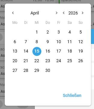 Zeitraum im Kalender auswählen