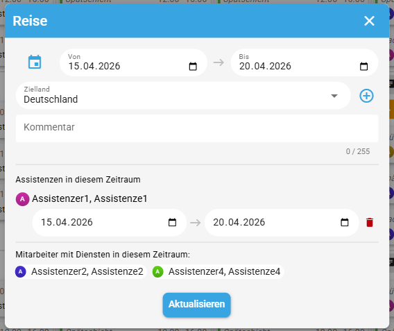 Assistenz ohne Zeiträume